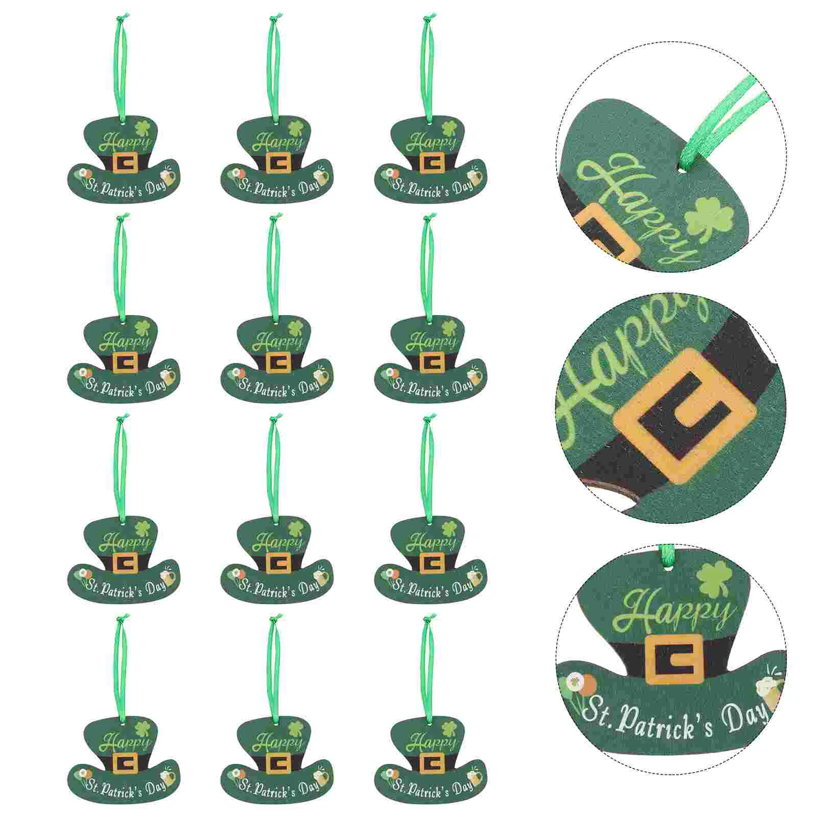 

12Pcs St. Patrick's Day Decor DIY Wooden Pendant Party Scene Adornment