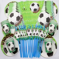 90pcslot football disposable tableware paper plates cups kids baby shower gift boy children birthday party supplies decorations