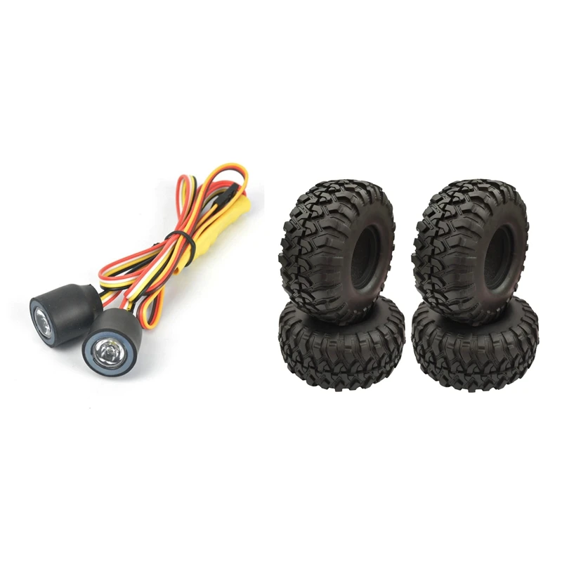 

1 Фара для каркаса осевого SCX10 D90 Jeep Wrangler и 4 шт. резиновых шин 1,9 дюйма 1,9 колесные шины x 48 мм