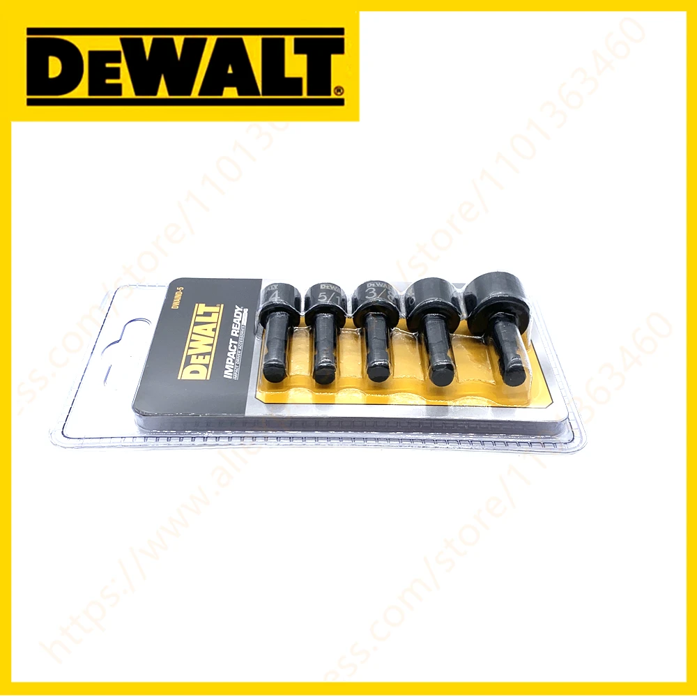 Ударная Магнитная втулка DEWALT 1/4-1/2 дюйма с шестигранным хвостовиком 5 шт. в