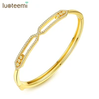luoteemi brand trendy hollow design bangle for women top quality cubic zirconia fascinating banglesbracelets holiday sweet gift