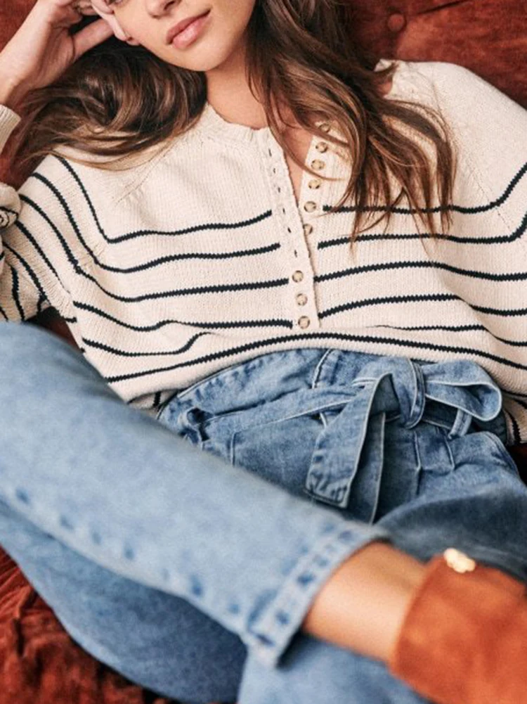 Le Luz Французский стиль свитер из хлопка