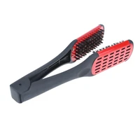 pro hairdressing straightener nylon hair straightening double brushes v shape comb clamp not hurt styling tools diy home