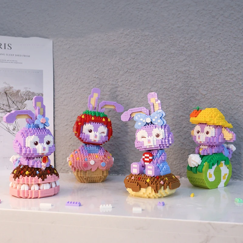 

Kawaii Dessert Disney StellaLou Micro Building Blocks Cartoon Cake Mini Diamond Brick Macaroon Model Toys For Kids Birthday Gift