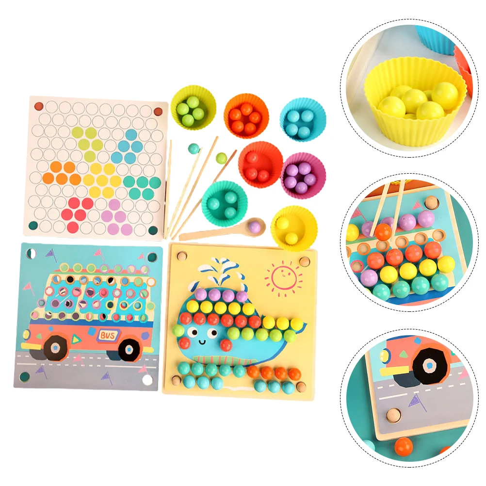 

1 Set Kids Clip Bead Wooden Bead Toys Color Sorting Toys Educational Toys