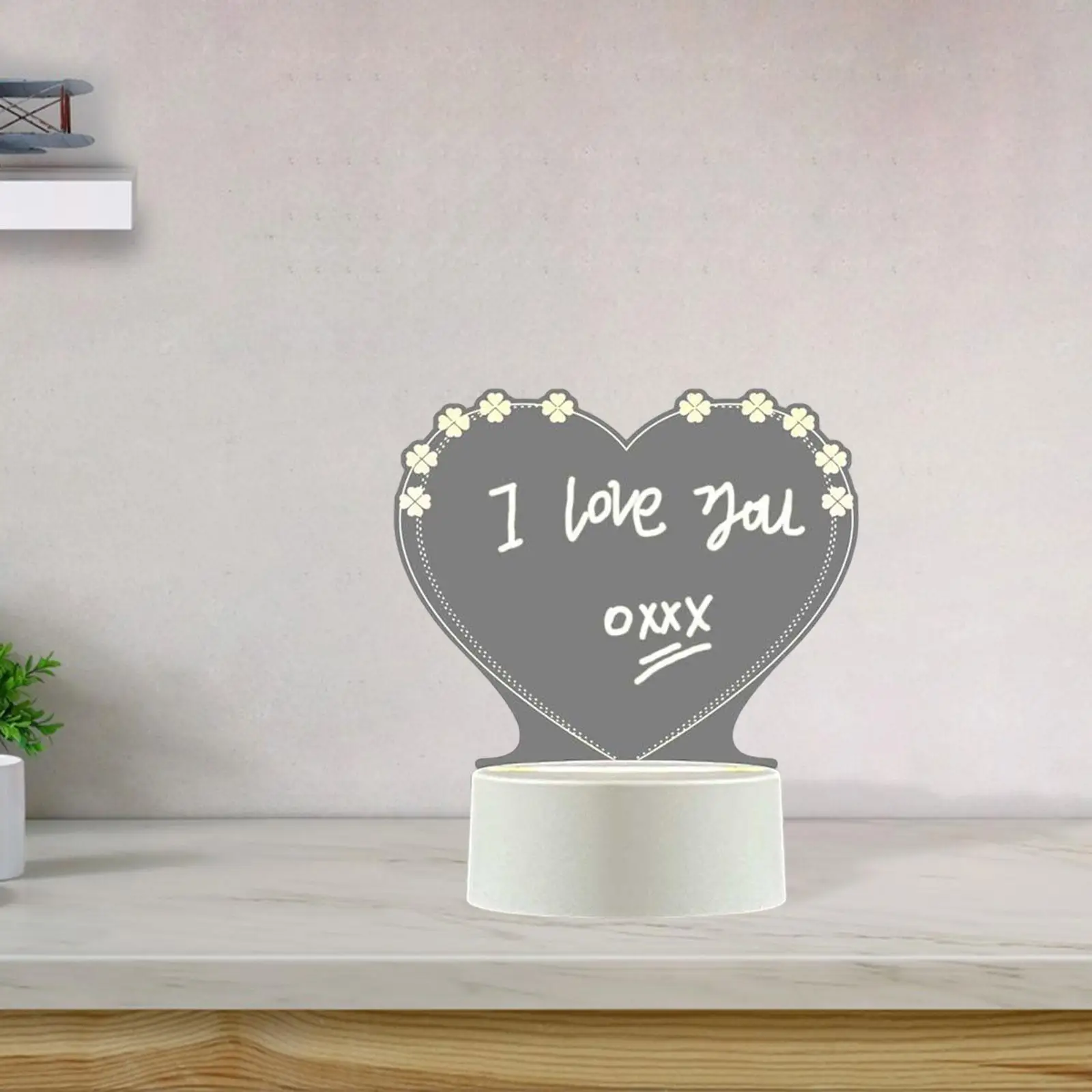 

USB Message Boards Sign LED Lamp Reusable Clear Whiteboard Desk for Birthday