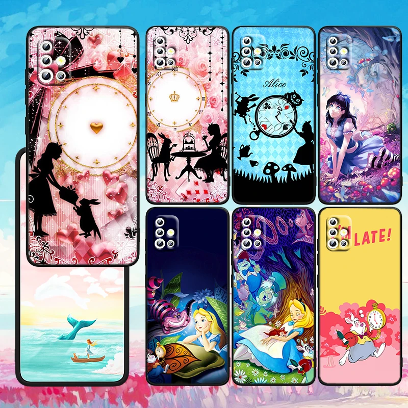 

Disney Alice in Wonderland Phone Case For Samsung A73 A72 A71 A53 A52 A51 A42 A33 A32 A23 A22 A21S A13 A04 A03 5G Black Cover