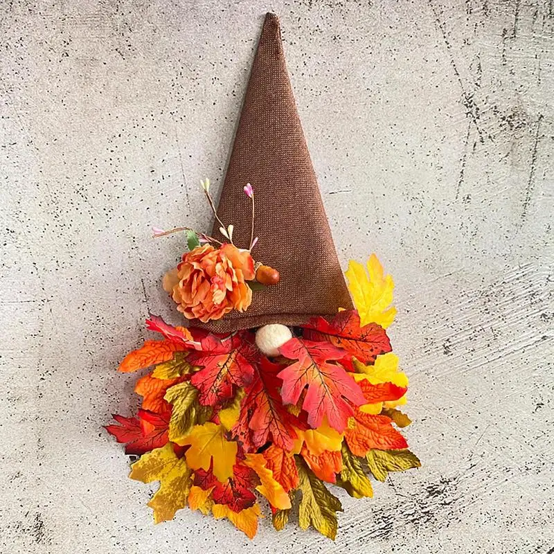 

Новый венок Gnome Maples с листьями, украшение для входной двери на День Благодарения, Осенний венок, дверной венок, венок с кленовыми листьями для фотографий