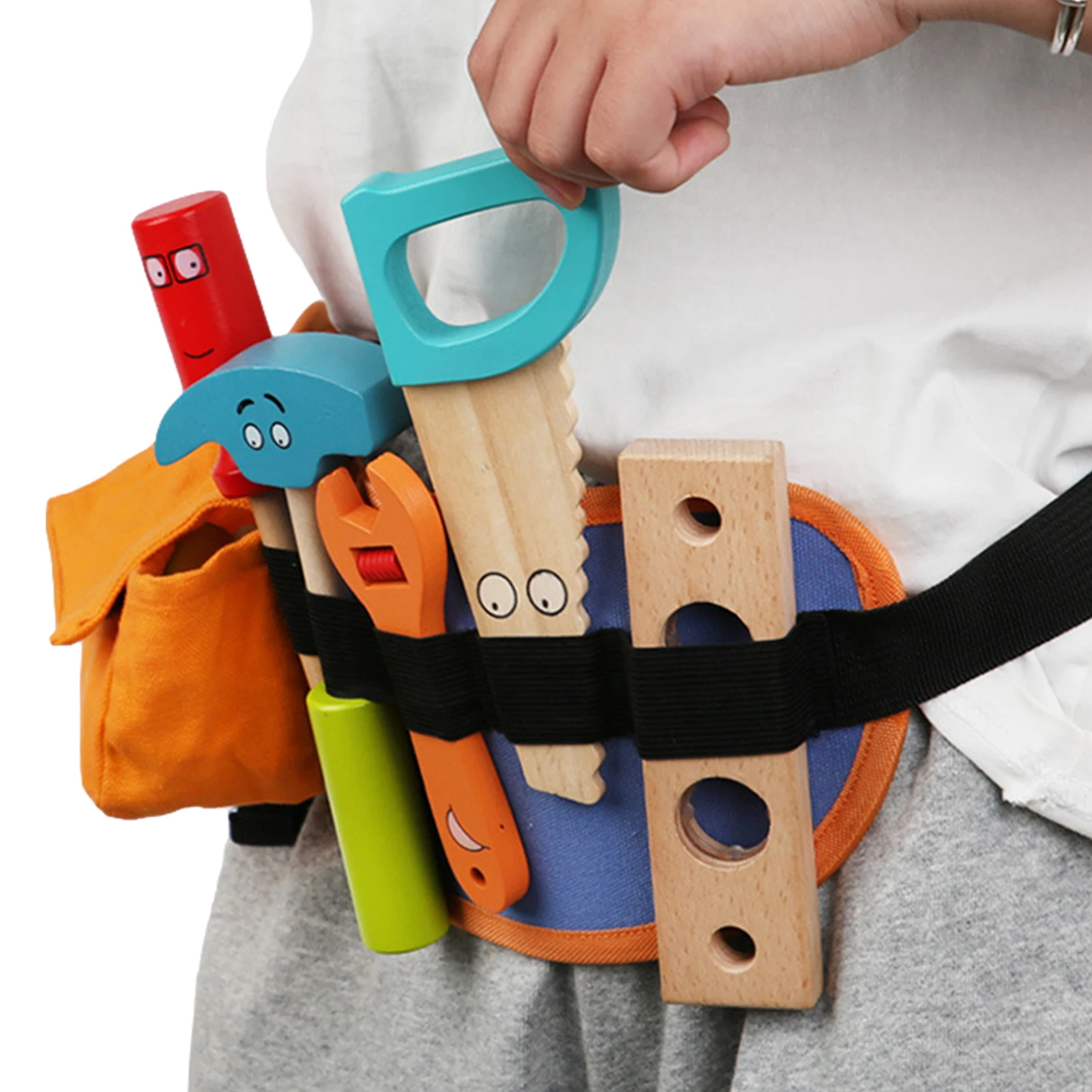 

Деревянная детская версия с регулируемым инструментом, ремень, набор инструментов для малышей, для дошкольного возраста, Монтессори, Набор ...