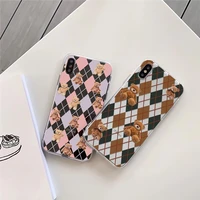 transparent phone case uv printed diamond cute bear pattern for iphone 11 12 13 x max shockproof lightweight tpu cover