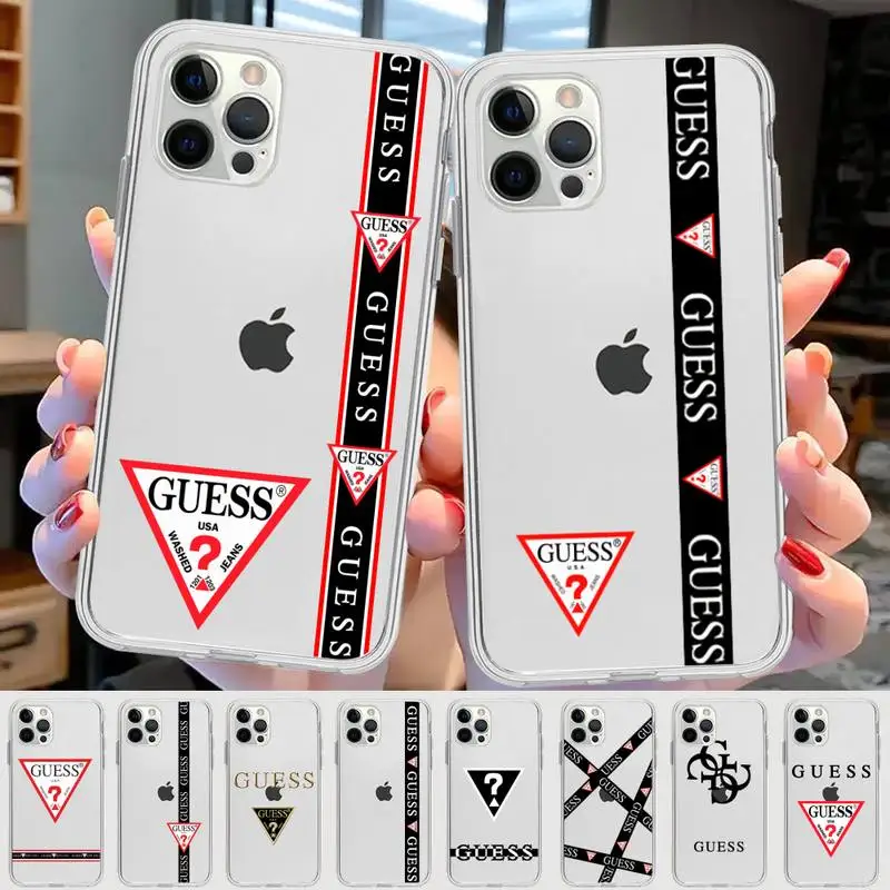 

Luxury Brand GUESS Phone Case for iPhone 11 12 13 mini pro XS MAX 8 7 6 6S Plus X 5S SE 2020 XR clear case