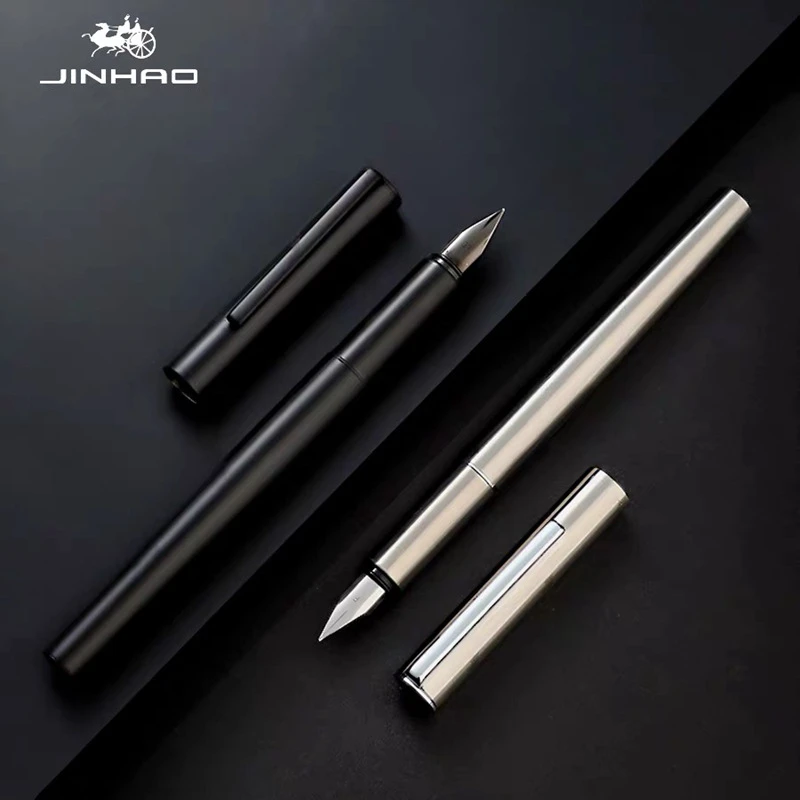 

Jinhao Fountain Pen All-steel Matte Black And Silver Metal Office Gift Student Teacher Practice Calligraphy Business Gift Pen