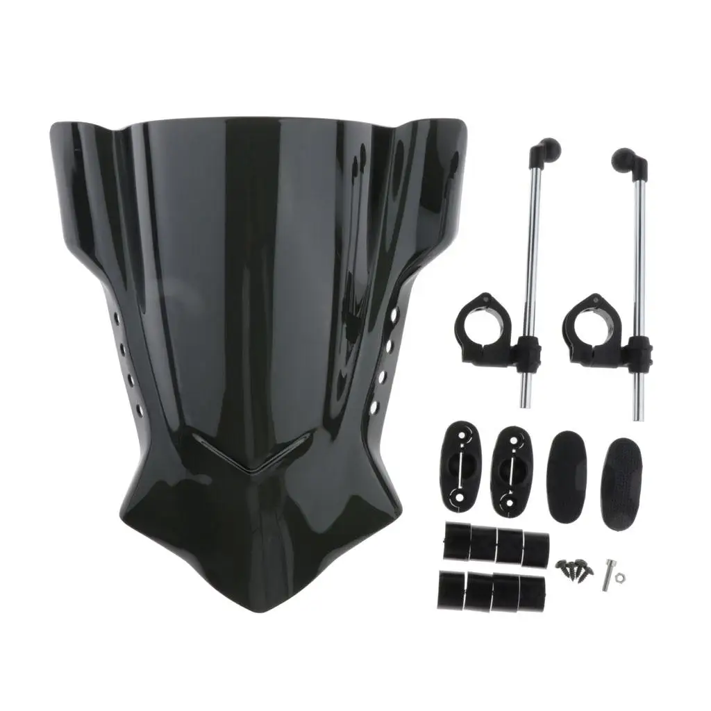 

Motorcycle Windshield Wind Shield Screen 7/8" 1" 1 1/8" Handlebar Mount (Black)