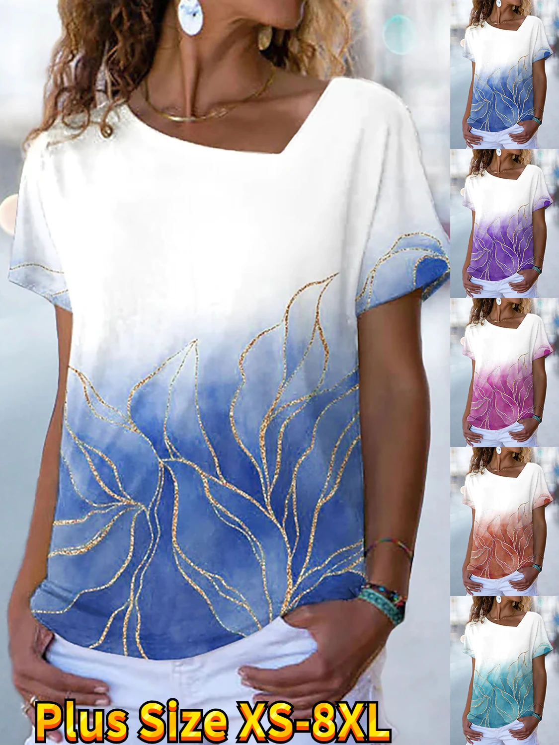 

Women's Abstract Painting T Shirt Graphic Print V Neck Basic Tops Top Short Sleeve T-shirt XS-8XL/3D Printing