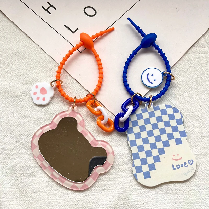 

Kawaii Cartoon Small Mirror Keychain Portable Bag Charms Accessories Cute Creative Makeup Mirror Keyring For Women Girls Gift