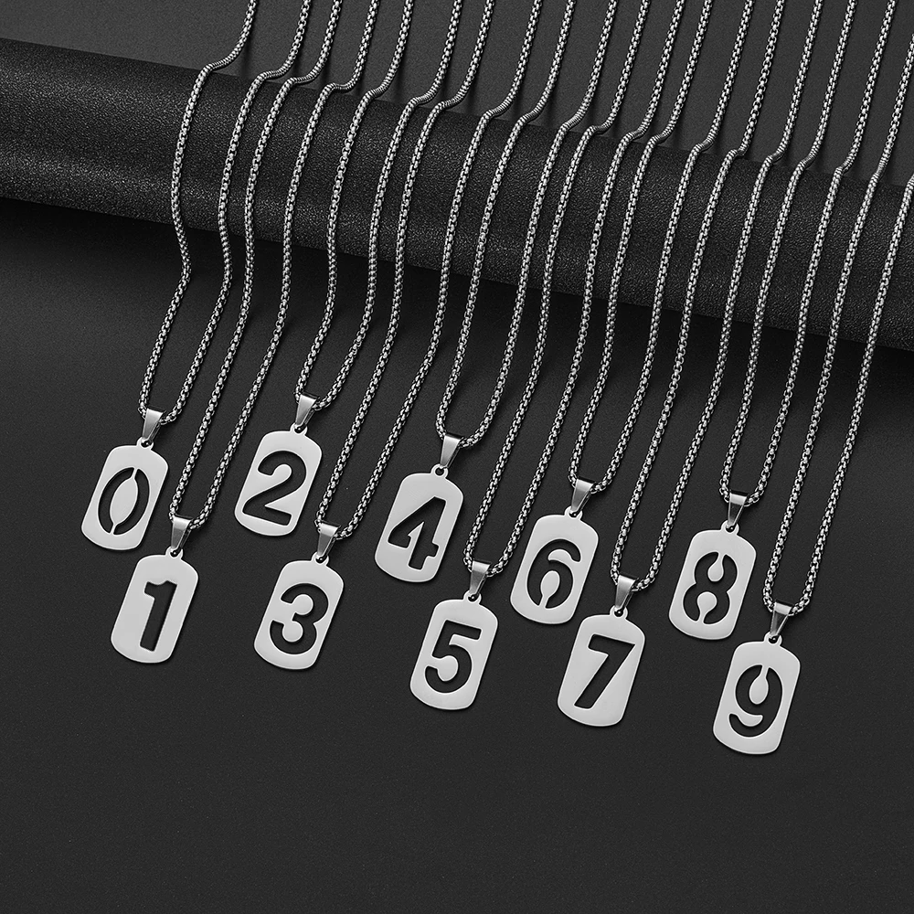 Ожерелье Jisensp из нержавеющей стали с цифрами ангела 0 1 2 3 4 5 6 7 8 9