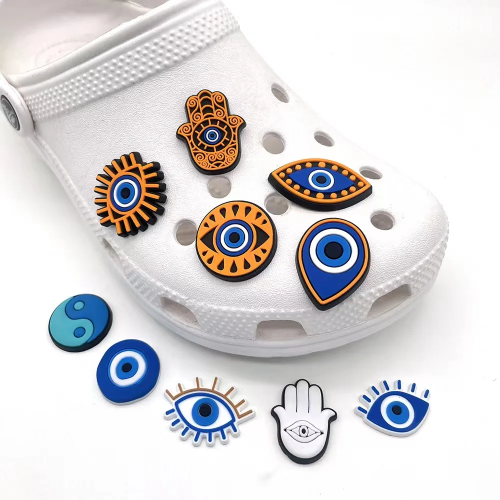Hot sell 10pcs/set Jibz Evil Eye Shoe Charms Decoration Designed For Croc charms Sandals Garden Shoe Accessories For Kids Gifts