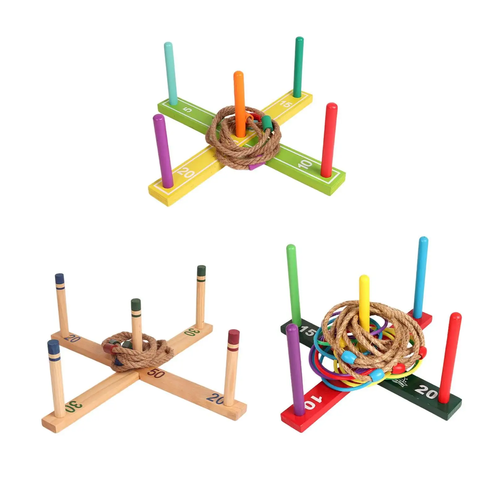 

Ferrule Game Puzzle Toy Portable with Rings Durable Educational Ring Toss Set for Beach Birthday backyard Children