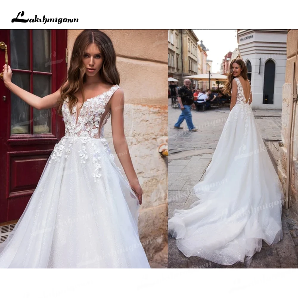 

Женское кружевное платье Lakshmigown, Пляжное ТРАПЕЦИЕВИДНОЕ свадебное платье с открытой спиной, индивидуальный пошив, 2022