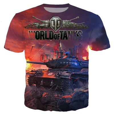 

Футболка мужская с 3D-принтом игры World Of Tanks, модная крутая уличная одежда с коротким рукавом, топ оверсайз, лето