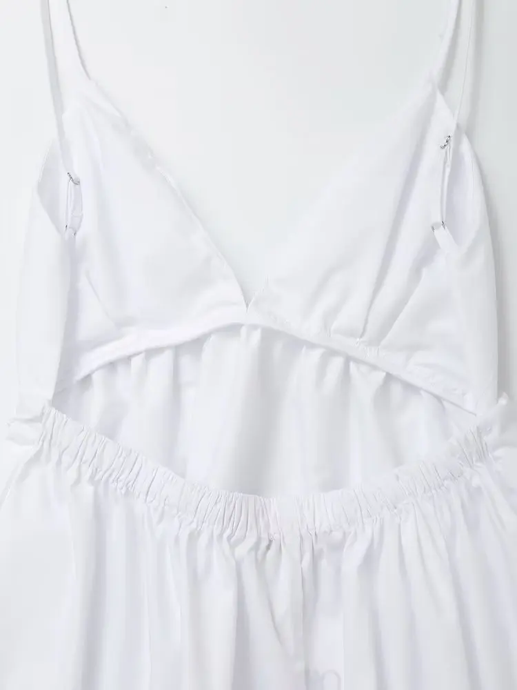 Vrouwen Rugloze Midi Dress V Hals effen Bravo пуловер с высокой талией losjes vallend A-lijn rok Zomer Nieuwe Vrouw Chique jurk (art.: 3920d1fa0aa9c) - 3920d1fa0aa9c