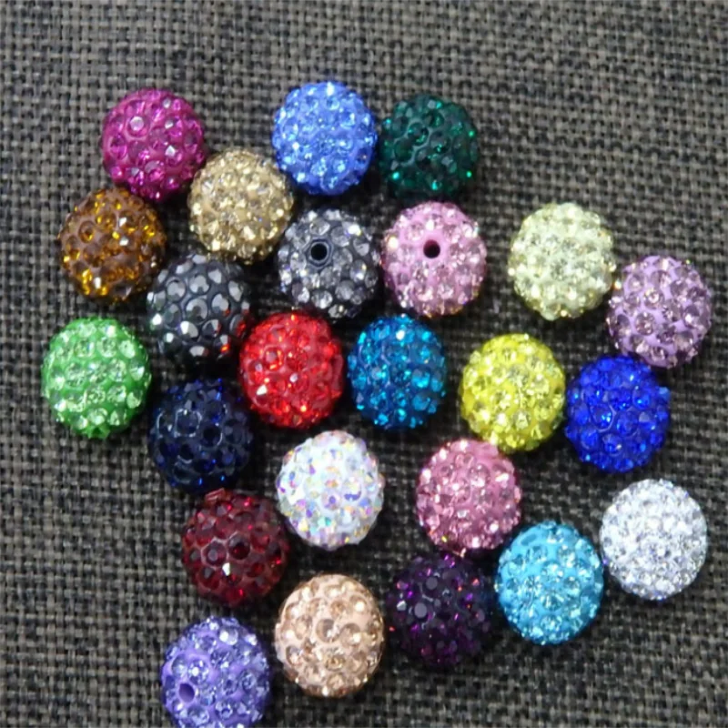 

10mm 12mm Crystal Clay Paved Crystal Bead Mix Colors AAAA 6 Row Clay Micro Pave Rhinestone Ball Beads DIY For jewelry making
