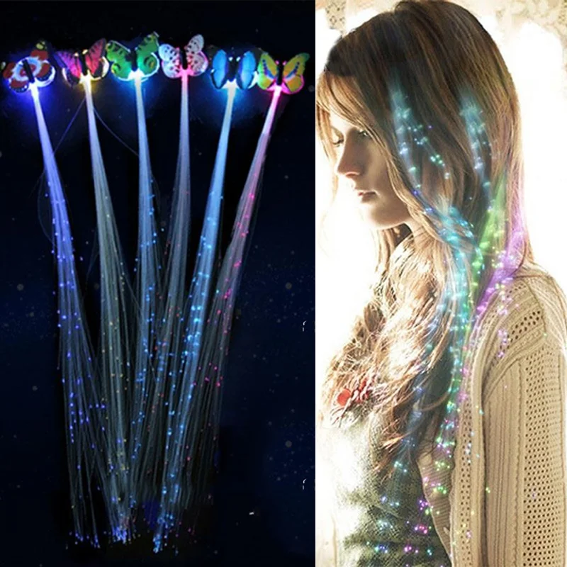 

1Pc LED Flashing Kids Headwear Butterfly Braid Glowing Luminescent Hairpin Novetly Girls Flashing Hair Clips Ornament Gift Party