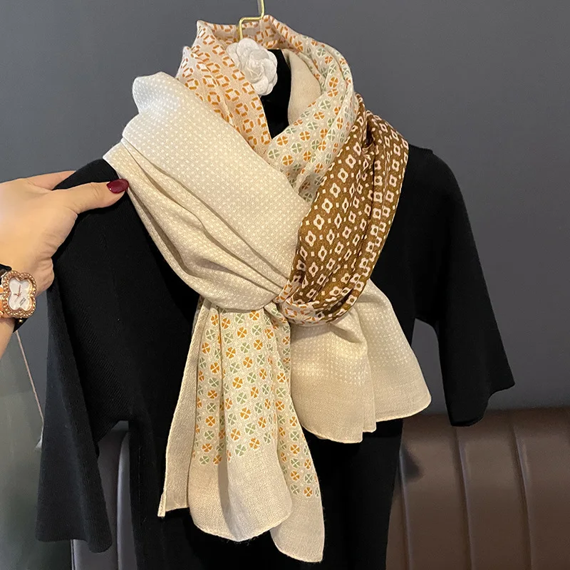 

Brand Designer Women Scarf Warm Printnd Beach sarong Shawls Luxury Cotton Linen Bandana Muslim Hijab Female Tassel Scarves Pareo