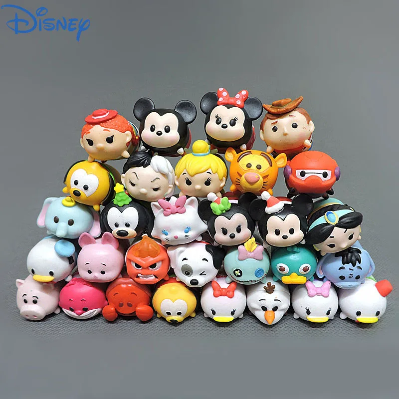 

20pcs Disney Non Repeating Tsum Colored Mickey Minnie Donald Winnie Piles Of Music Pvc Stacker Action Figure Toy Children Gift