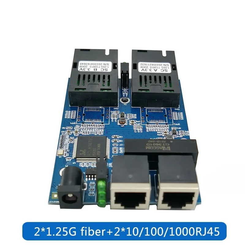 

NEW2023 10/100/1000M Ethernet Fiber Optical 2 SC fiber Port 2 RJ45 Media Converter Gigabit Ethernet switch 2 RJ45 UTP Board PCB