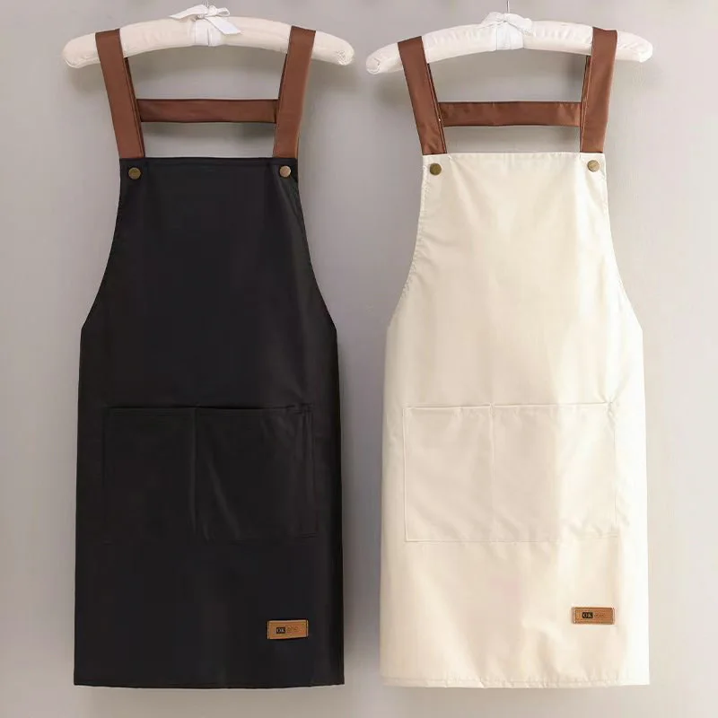 

Fashion Waterproof Apron, Oil Resistant Work Clothes, Cleaning Kitchen Accessories, Solid Color Apron With Pocket, Sleeveless