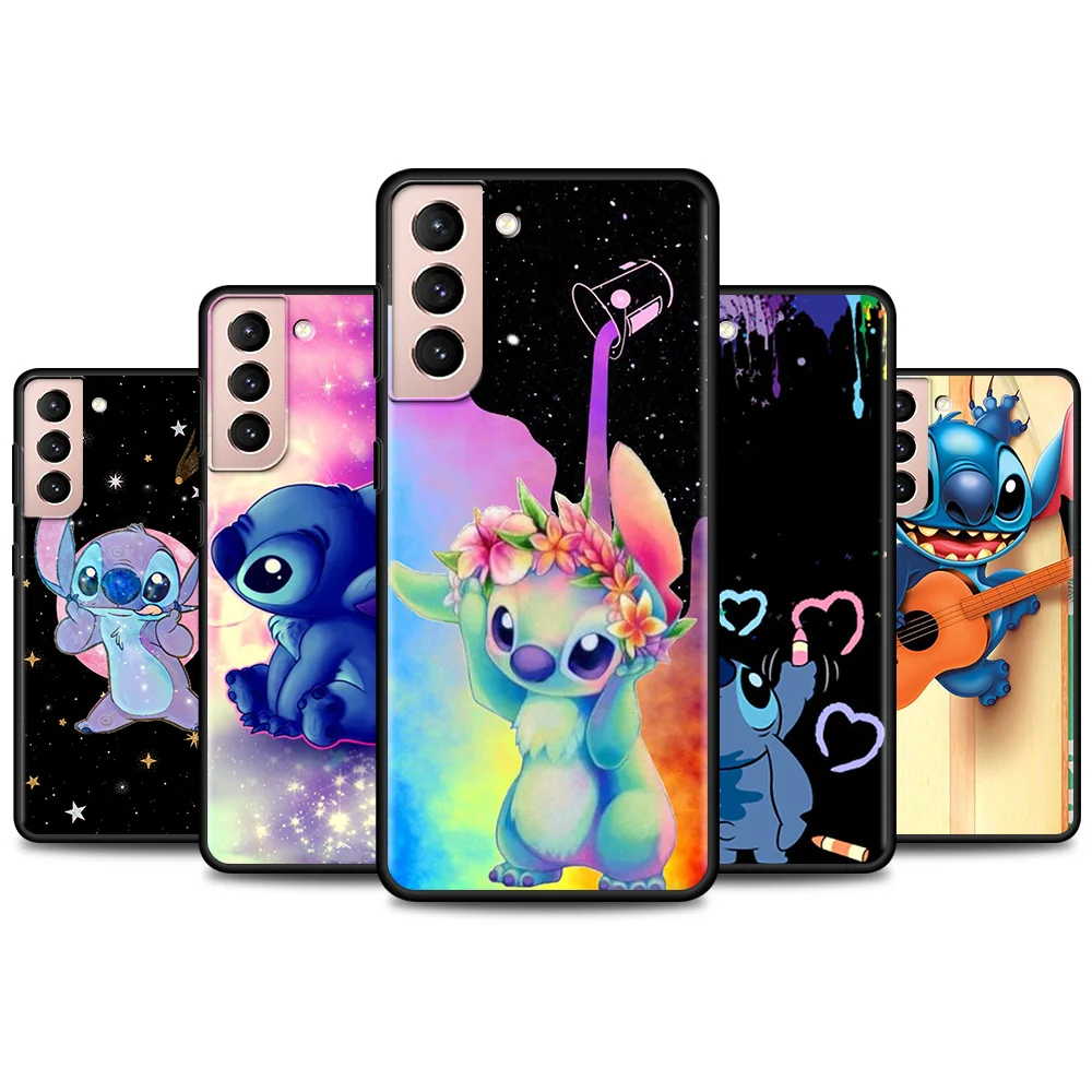 

Silicone Shell For Samsung Galaxy S10 4G 5G S9 S8 Plus S7 Edge S10e Soft Cover Back Case Disney Love Color Painting Stitch