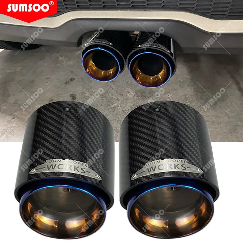 genuine SUMSOO Burnt Blue Pipe Black Carbon Fiber Exhaust Muffler Tip Fit for MINI Cooper S F54/F55/F56/F57/F60/R55 R56