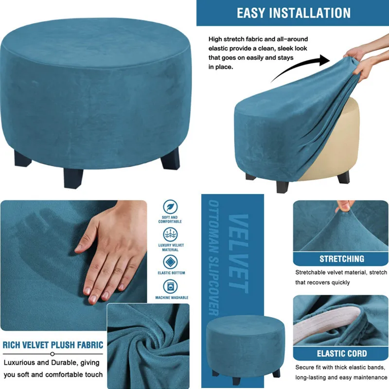 

Бархатный круглый чехол для педалей с серебряной лисой, уплотненный спандекс, чехол для табурета с низким содержанием ног, домашний защитный чехол для дивана, 1 шт.