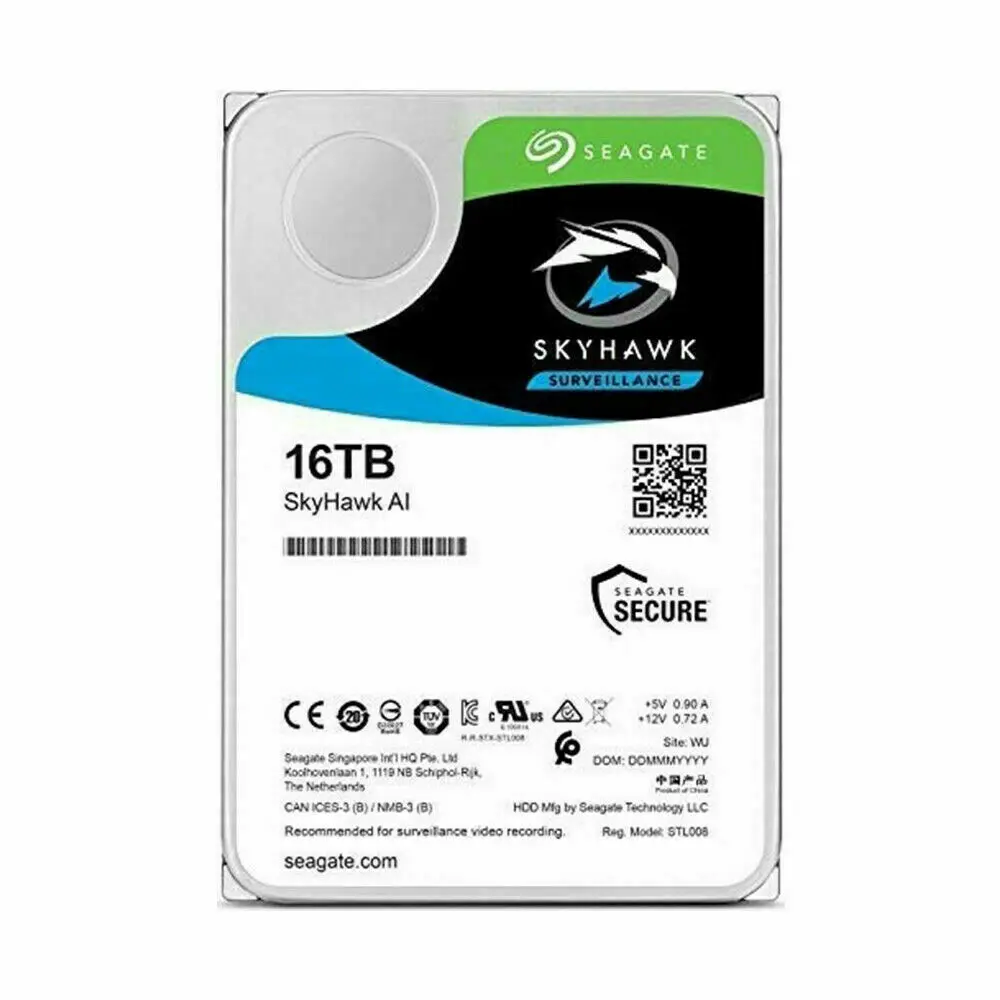 

FOR Seagate Skyhawk AI 16TB SATA 256MB 3.5 Internal Hard Drive (ST16000VE002)