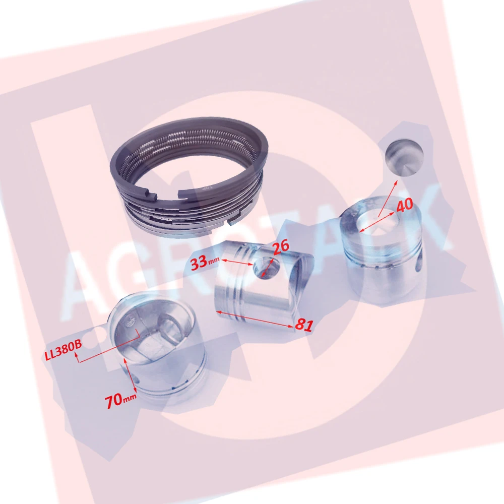 Поршни с поршневыми кольцами (один двигатель) для Laidong KM385TE (вихревая камера, EPA ) / LL380B (сначала проверьте Модель двигателя)