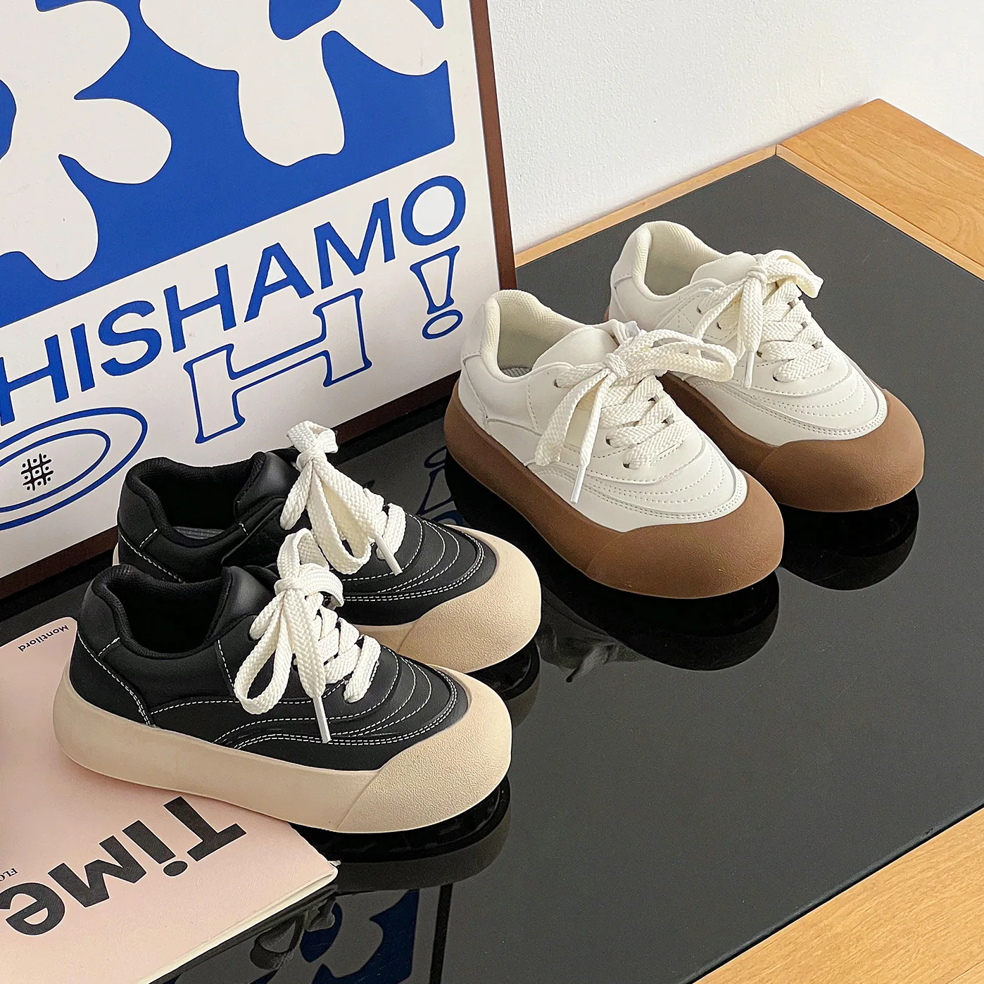 

Детские кроссовки без шнуровки, повседневная мягкая спортивная обувь для мальчиков и девочек, черные, на массивной подошве, на осень