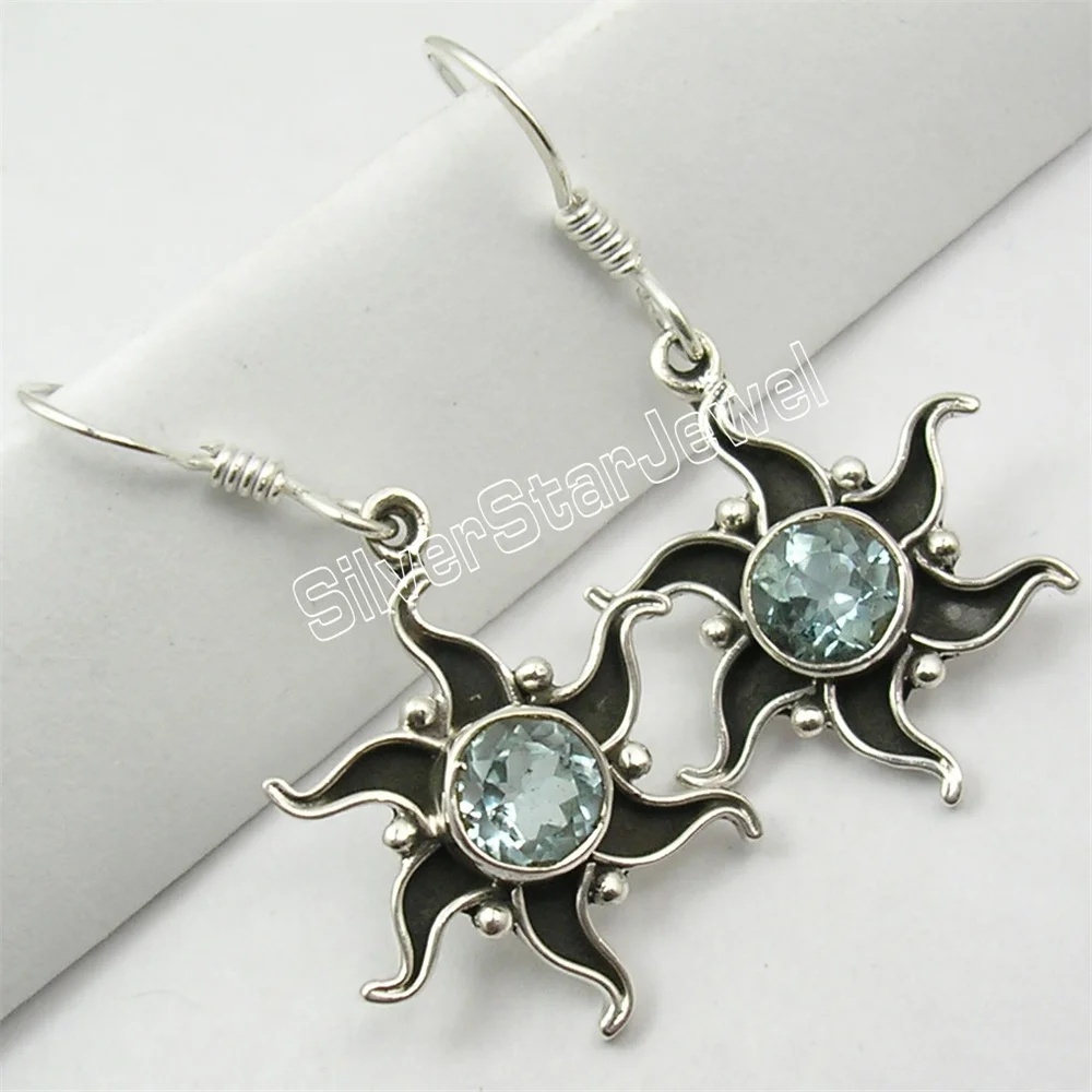 

Many Color Ethnic Semi-precious Stone Dangle Earring 1.5"