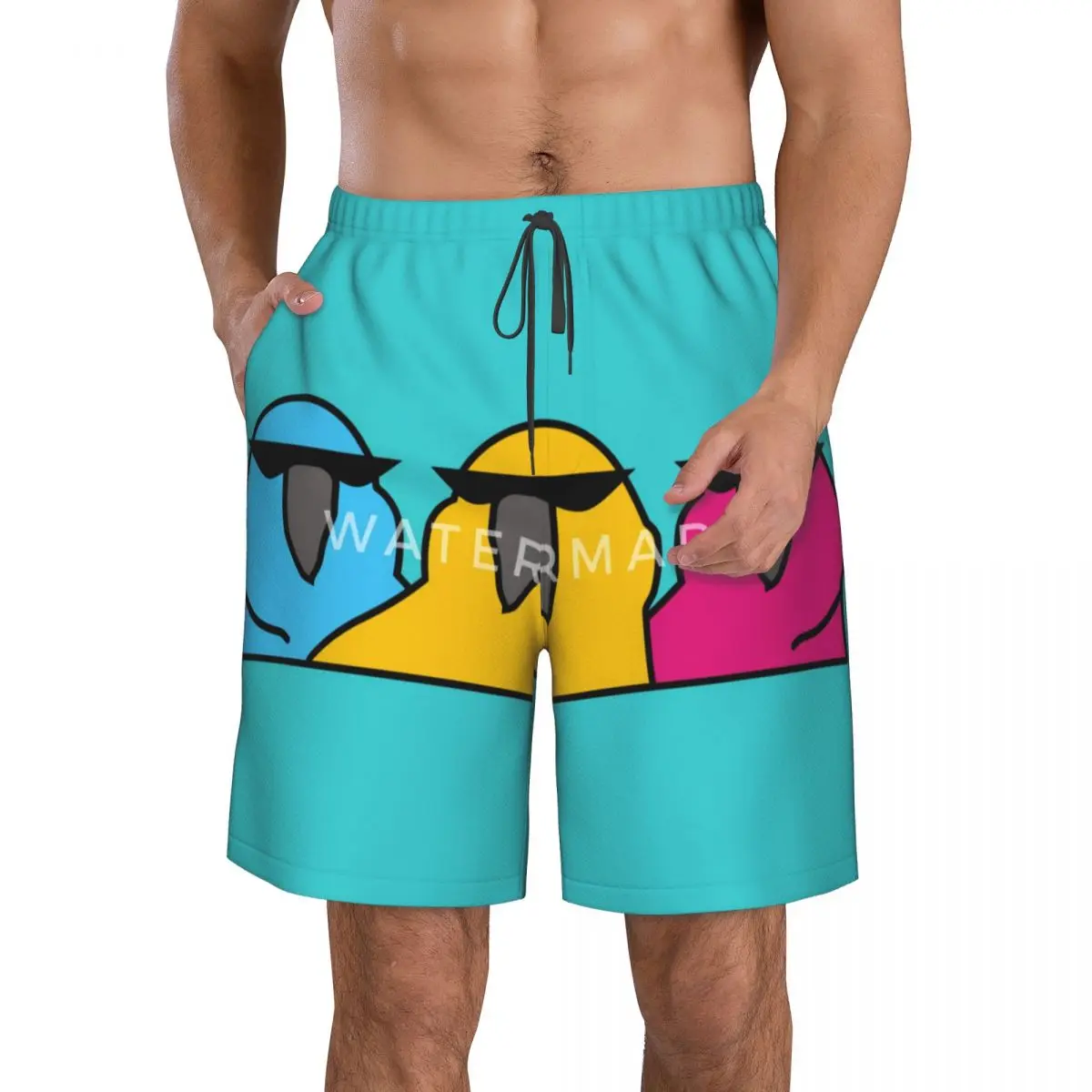 

Party-parrot Beach Pants, Casual Pants Lightweight Stretch Waist Casual Customizable