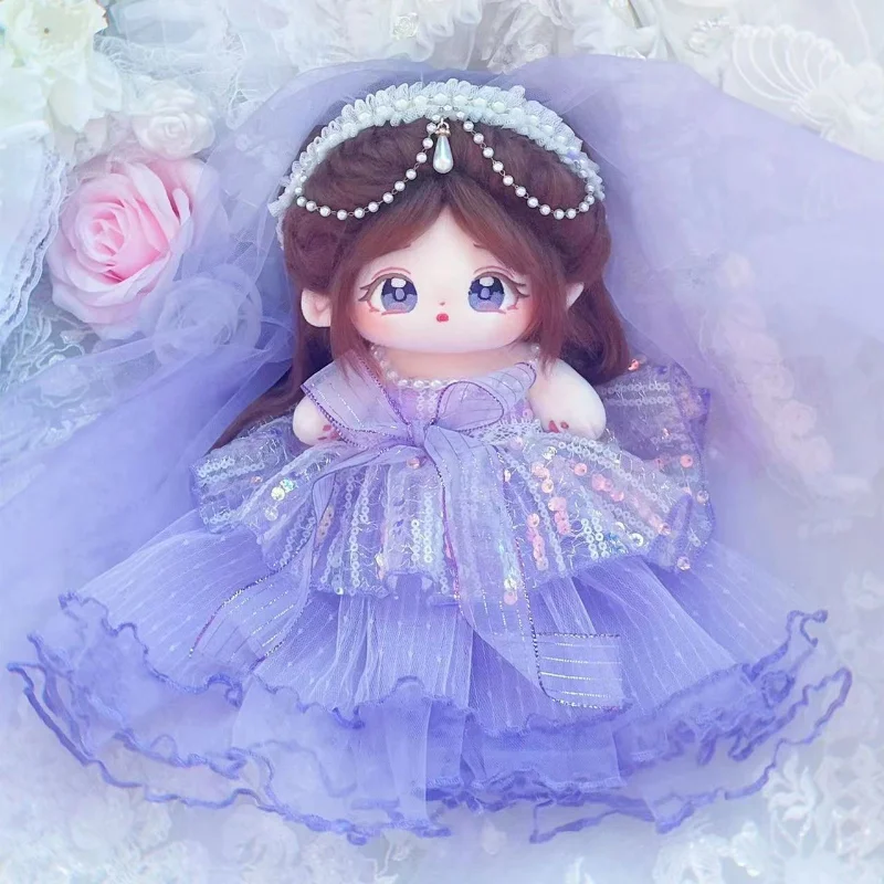 

Handmade KPOP For Plush 20cm Doll Purple Skirt Clothes Clothing Suit Dress Up Cosplay Anime Figure Toy Xmas Gifts