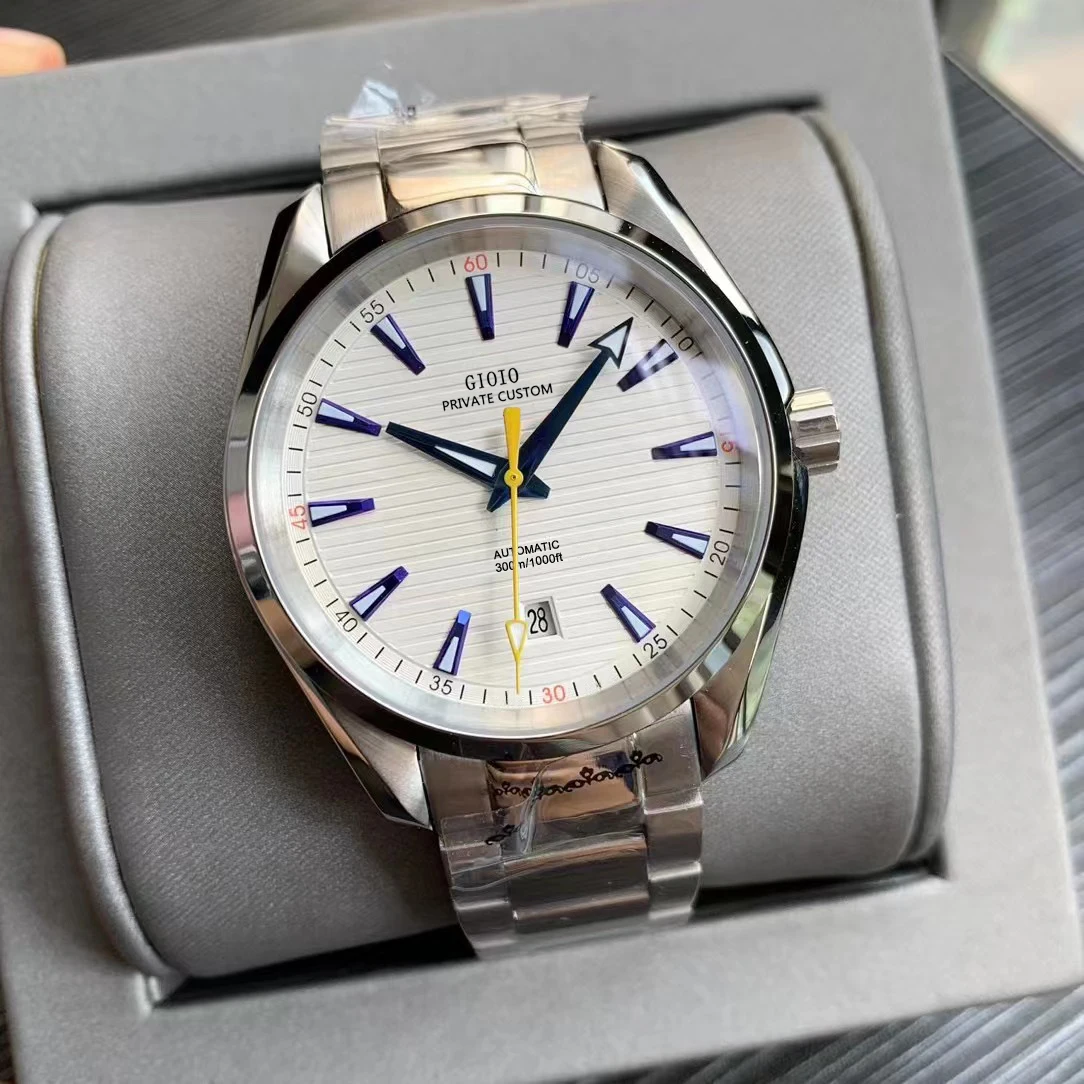 

41mm High Quality Mens Automatic Watch Mechanical Sapphire Blue Grey Luminous Stainless Steel Calendar