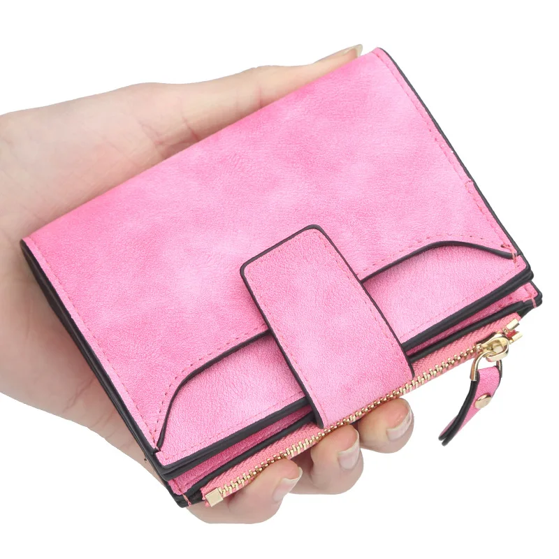 

2023 New Fashion Ladies Zipper High Quality Leather Ladies Wallet Card Holder Buckle Slim Coin Purse Ladies Purse Ladies