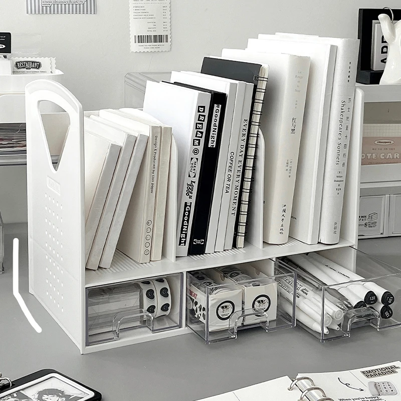 

Простая настольная подставка для книг, студенческий акриловый Органайзер для канцелярских принадлежностей, подставка для книг, хранение 2 в 1, полка-органайзер для книг с фиксированным зажимом