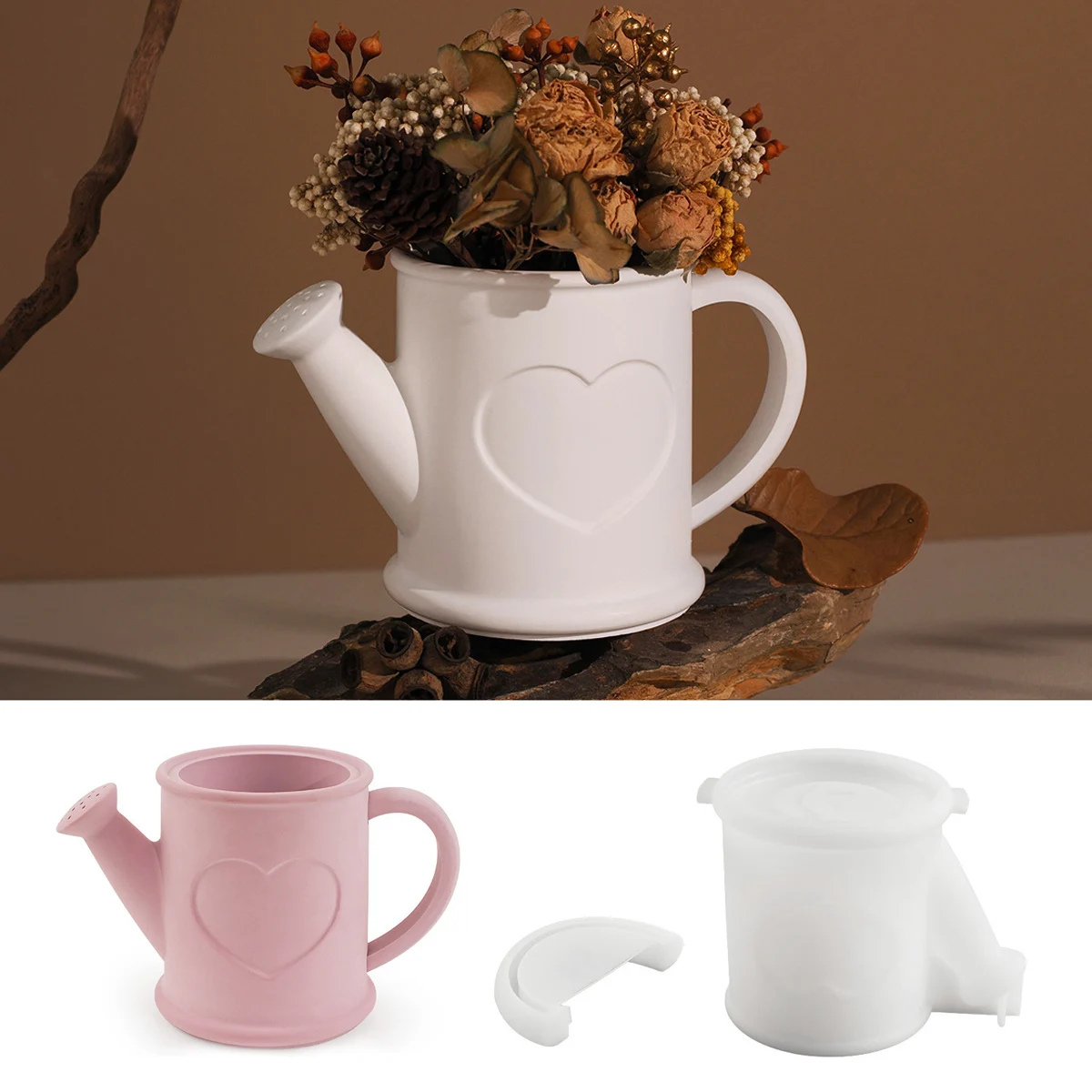 Силиконовая форма для свечей цветочный горшок в виде сердца