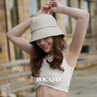 womens casual fisherman hat solid color bucket hat spring summer basin hat fashion ladies beach suncreen sun hat for 56cm 59cm