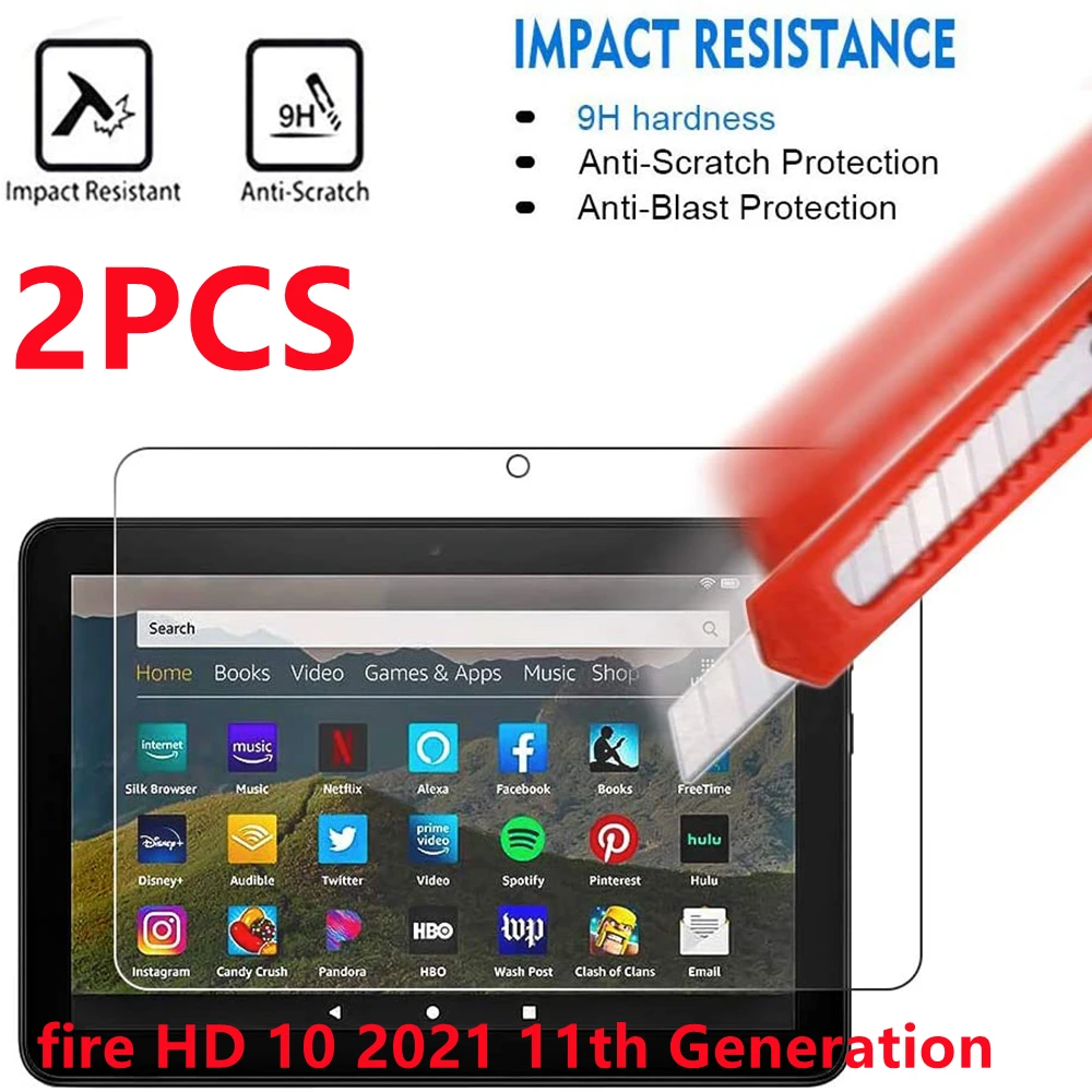 

2 шт. закаленное стекло для планшета Amazon Fire HD 10 2021 11 поколения 9H Взрывозащищенная пленка с защитой от отпечатков пальцев Защитная пленка для ...