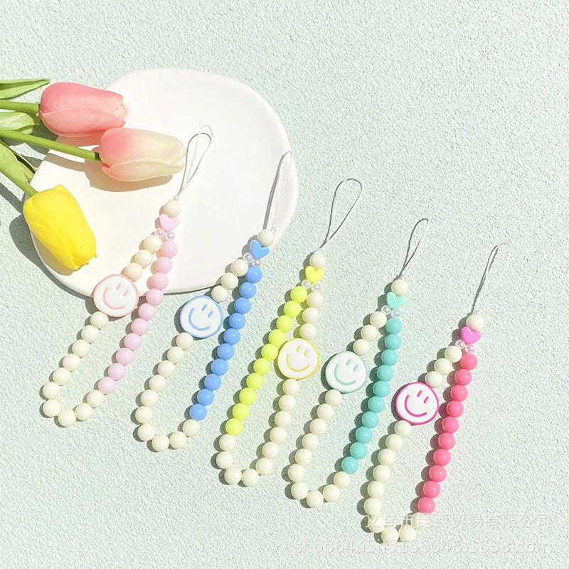 

New Fresh Candy Color Smile Face MobilePhone Case Chain Luggage Pendant Automotive Supplies Pendant Key Chain Decorative Pendant