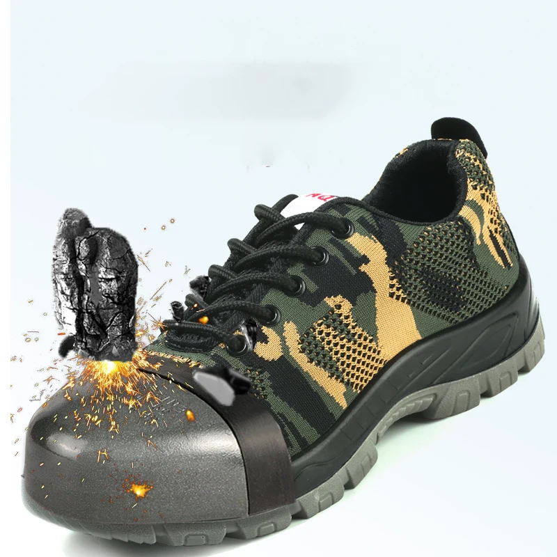 

CHNMR Mens Work Shoes Breathable Steel Toe Boots Lightweight Safety Work Shoes Anti-slippery For Men Women Male Work Sneaker
