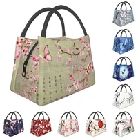 custom japanese cherry blossom bright lunch bag women thermal cooler insulated lunch box for picnic camping work travel