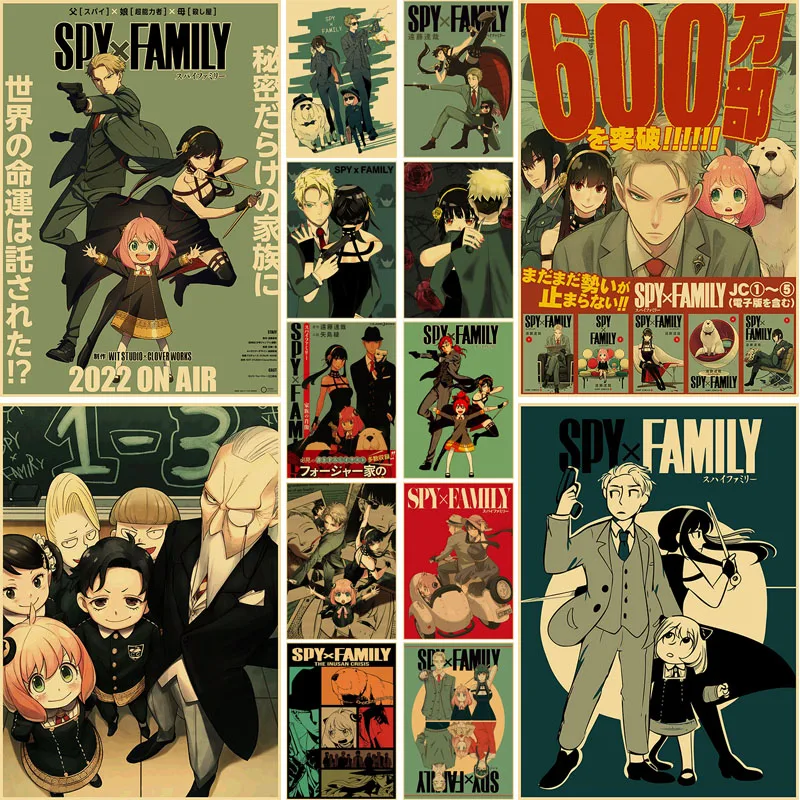 

Anime Spy X Family Vintage Posters Kraft Paper Printed Wall Stickers Home Decor Bar Cafe Living Room Painting Bedroom Decoration